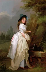 Eine junge Frau, die einen Baum beschriftet